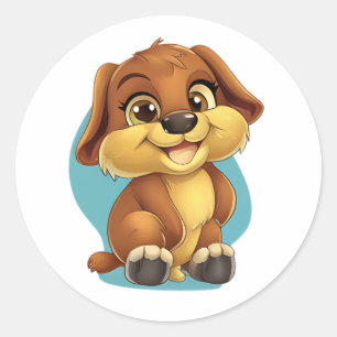 Redonda Pegatina De Cachorro Cuaderno - Diseño Adorable De
