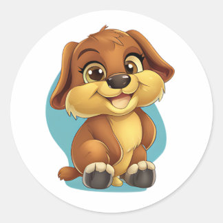 Redonda Pegatina De Cachorro Cuaderno - Diseño Adorable De