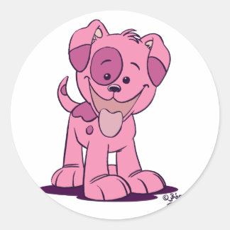 Redonda Pegatina de cachorros rosados