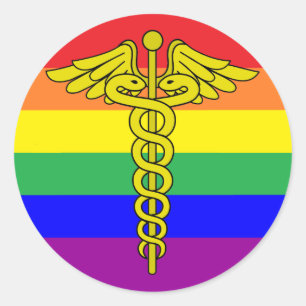 Redonda PEGATINA de Caducto de Atención Médica LGBTQ