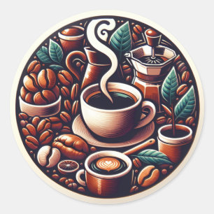 Redonda Pegatina de café