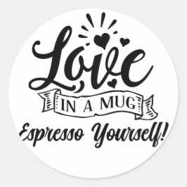 Redonda Pegatina de café de Expresso divertido