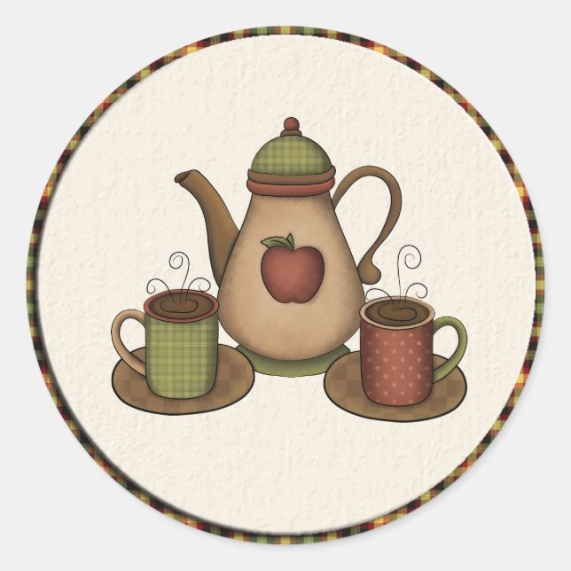 Redonda Pegatina de café divertido (Anverso)