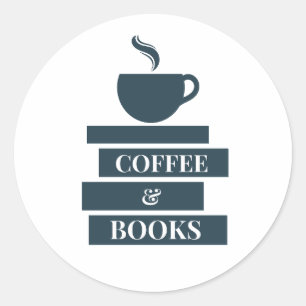 Redonda Pegatina de café y libros