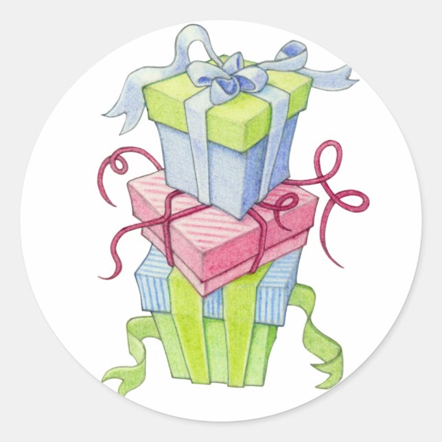 Redonda Pegatina de cajas de regalo (Anverso)