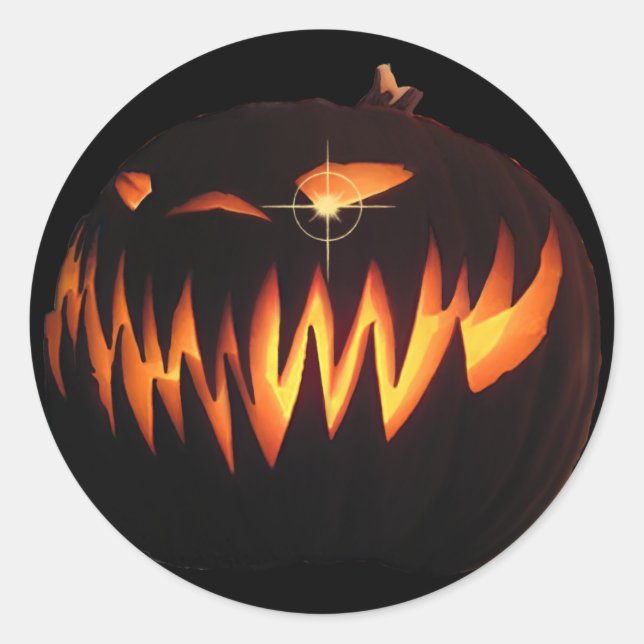 Redonda Pegatina de calabaza asustado (Anverso)