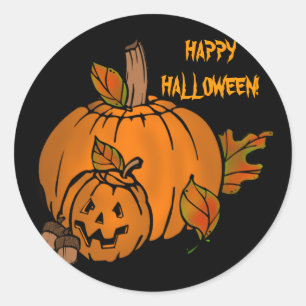 Redonda Pegatina de calabaza de Halloween
