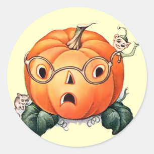 Redonda Pegatina de calabaza de Halloween