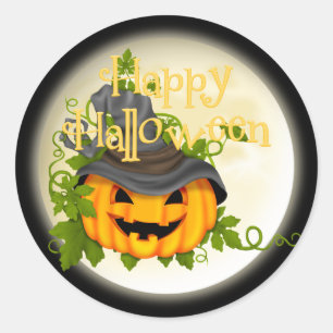 Redonda Pegatina de calabaza de Halloween