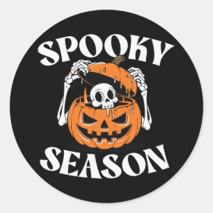 Redonda Pegatina de calabaza de Skeleton de temporada espu