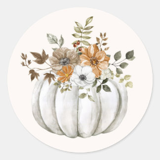 Redonda Pegatina de calabaza floral