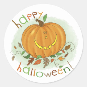 Redonda Pegatina de calabaza Personalizado para niños