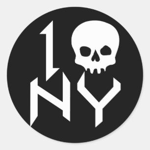 Redonda Pegatina de calavera de Nueva York