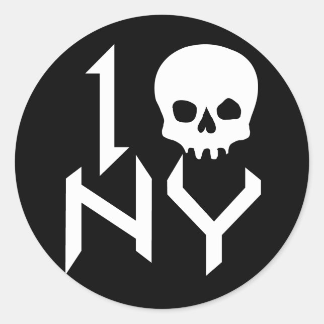 Redonda Pegatina de calavera de Nueva York (Anverso)