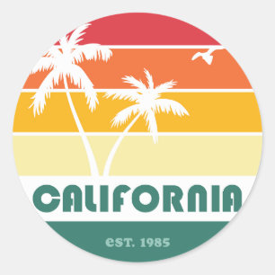 Redonda Pegatina de California Beach