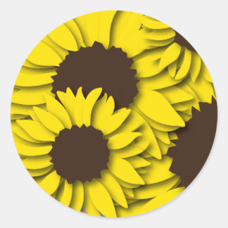 Redonda Pegatina de campo de girasol