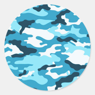 Redonda Pegatina de camuflaje azul
