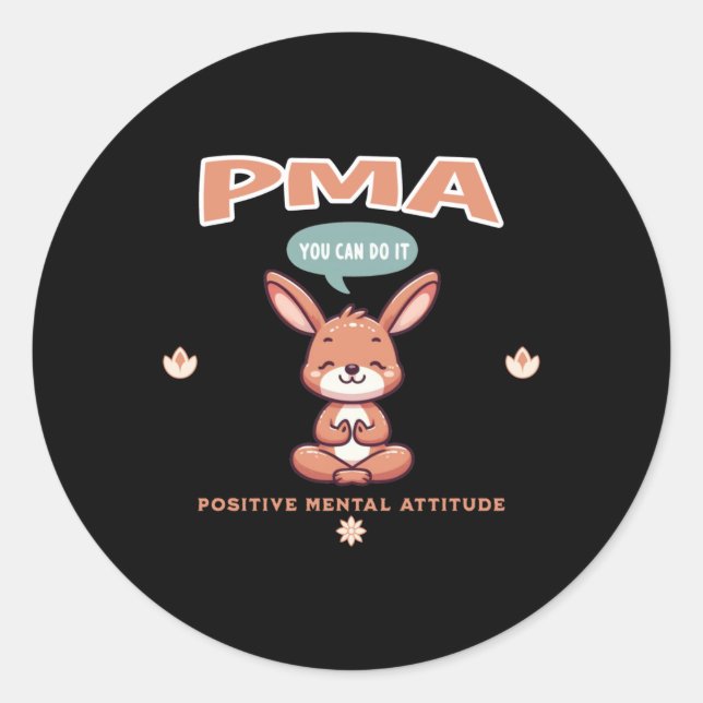 Redonda Pegatina de canguro de actitud mental positiva (Anverso)
