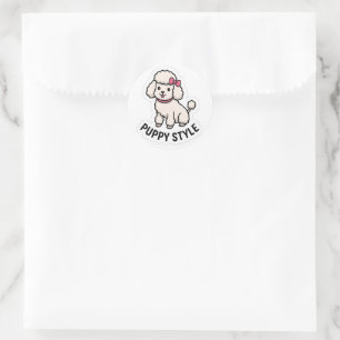 Redonda Pegatina de caniche estilo cachorro – Amante de pe