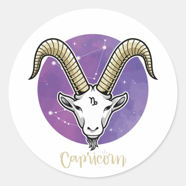 Redonda Pegatina de Capricornio - Zodiac (Anverso)