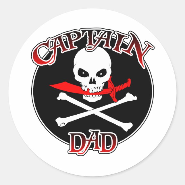Redonda Pegatina de Captain Dad (Cutlass) (Anverso)