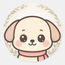Pegatina de cara de cachorro kawaii adorable