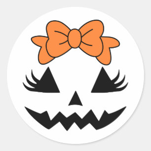 Redonda Pegatina de cara de calabaza de barrido suave