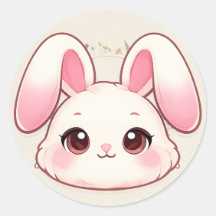 Pegatina de cara de conejo Kawaii adorable