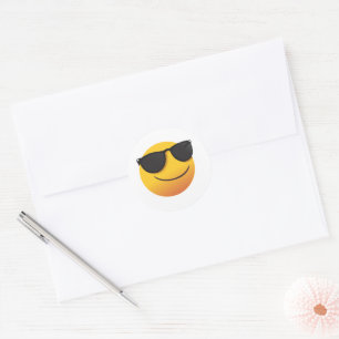 Redonda Pegatina de Cara Sonriente Genial   Diseño de Emoj