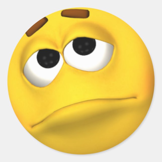 Redonda Pegatina de cara triste (Anverso)