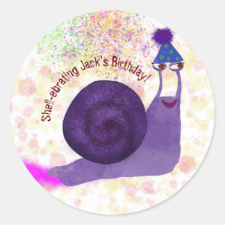 Redonda Pegatina de caracol de cumpleaños