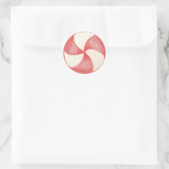 Redonda Pegatina de Caramelo de Navidad con Menta (Bolso)