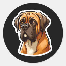 Redonda Pegatina de caricatura de Mastiff