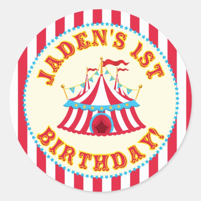 Redonda Pegatina de carnaval personalizada con Jaden de no (Anverso)