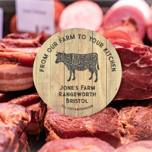 Redonda Pegatina de carne de ternera fresca de granja   Et