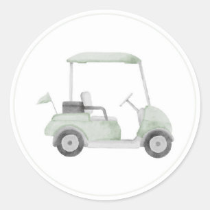 Redonda Pegatina de carrito de golf verde sabio