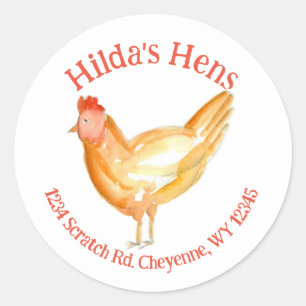 Redonda Pegatina de Cartón de Huevo de Pollo Dirección de