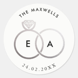 Redonda Pegatina de casamiento personalizado de anillo pla