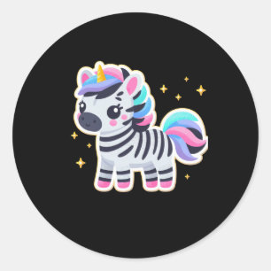 Redonda Pegatina de cebra de unicornio