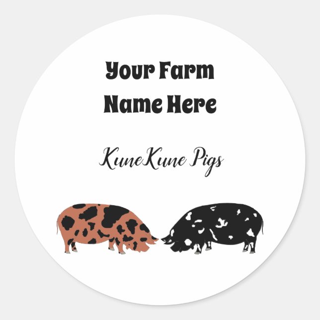 Redonda Pegatina de cerdo de KuneKune personalizado (Anverso)