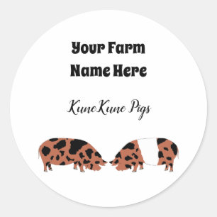 Redonda Pegatina de cerdo de KuneKune personalizado