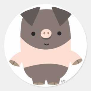 Redonda Pegatina de cerdo de Personalizado fuerte