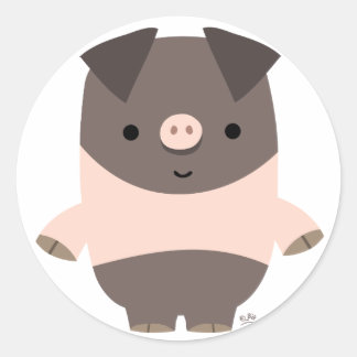 Redonda Pegatina de cerdo de Personalizado fuerte