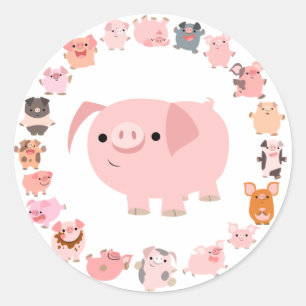 Redonda Pegatina de cerdo Personalizado lindo Mandala