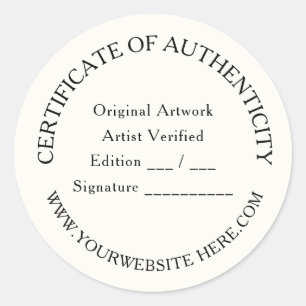 Redonda Pegatina de Certificado de Autenticidad de Lujo