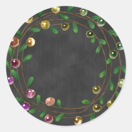 Redonda Pegatina de Chalkboard Berry Wreath