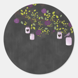 Redonda Pegatina de Chalkboard con macarrones Purple Mason