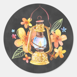 Redonda Pegatina de Chalkboard Lantern