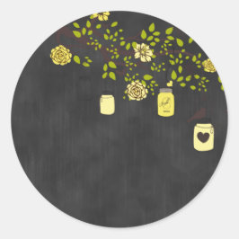 Redonda Pegatina de Chalkboard Yellow Mason Jar