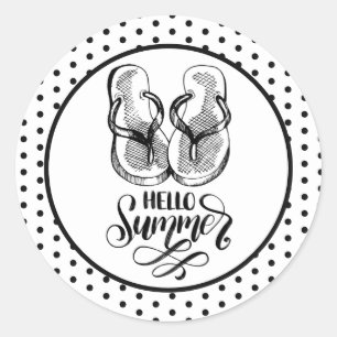 Redonda Pegatina de Chanclas HelloSummer